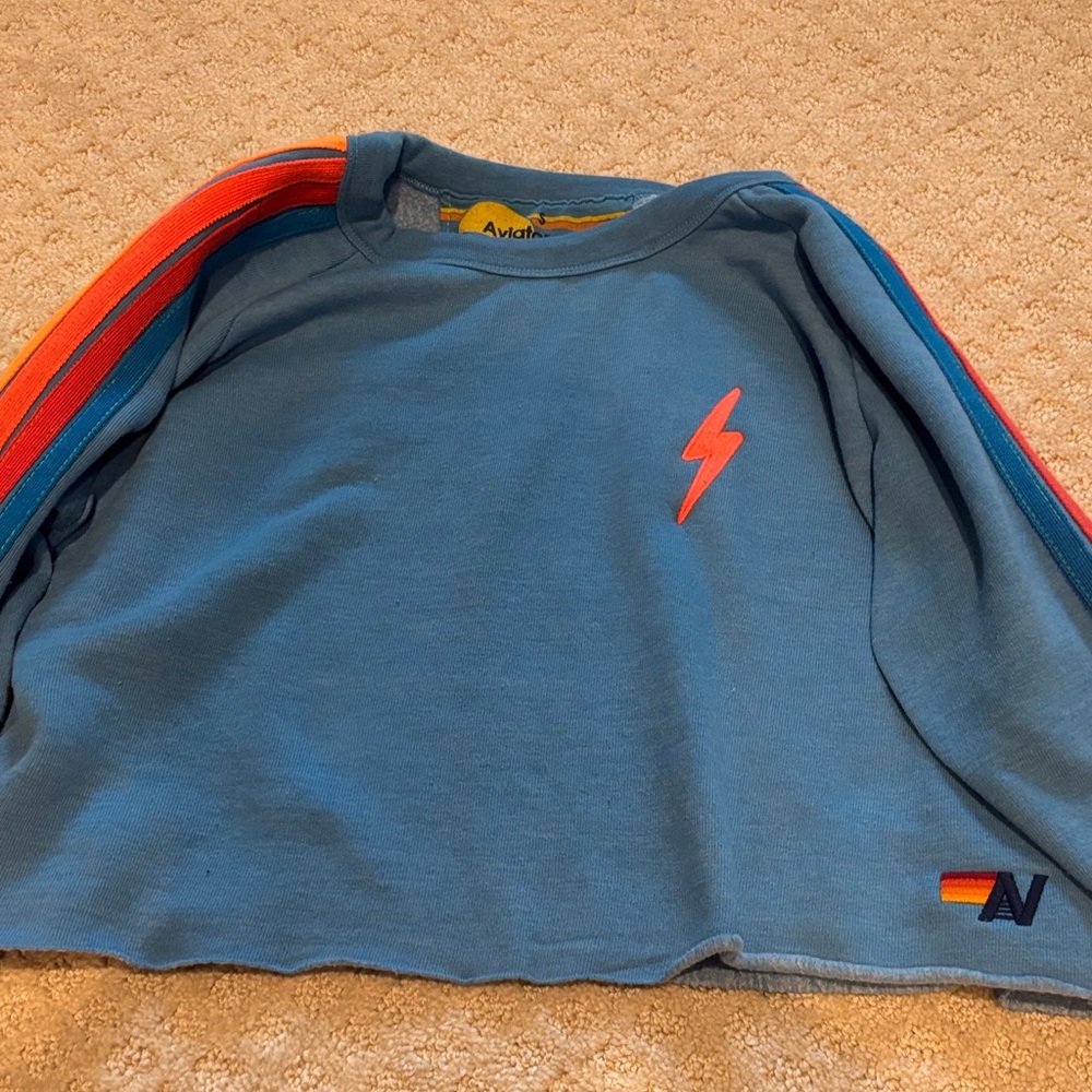 Aviator Nation Kids Blue Sweatshirt with Lightning Bolt